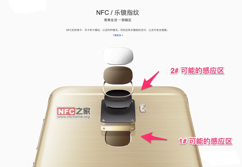 乐视 pro 3 手机可能的NFC感应区